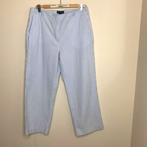 ANN TAYLOR Seersucker Light Blue and White Striped Slacks Pants, size 12